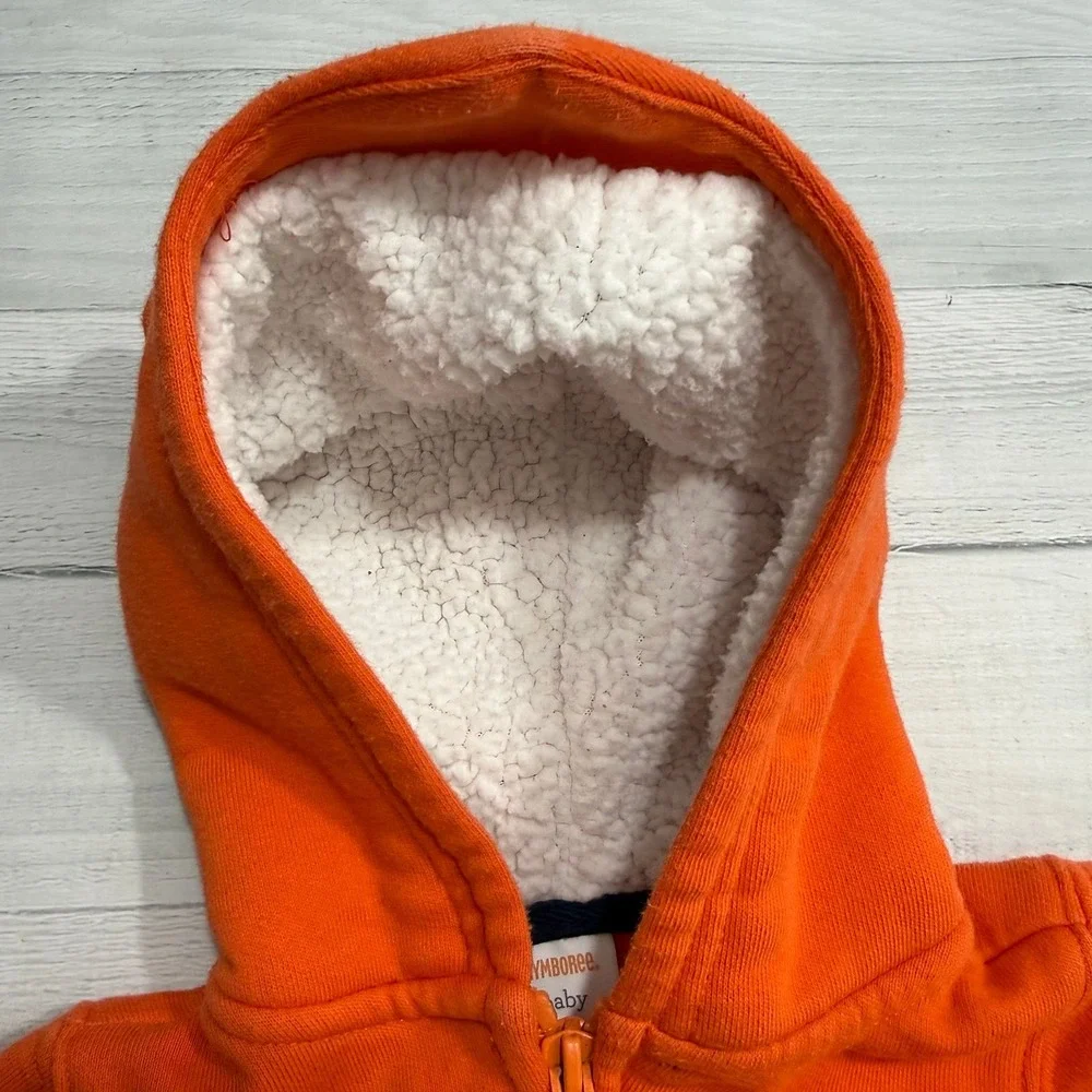 Gymboree baby orange fox Sherpa lined zip up hooded sweatshirt 6-12 months